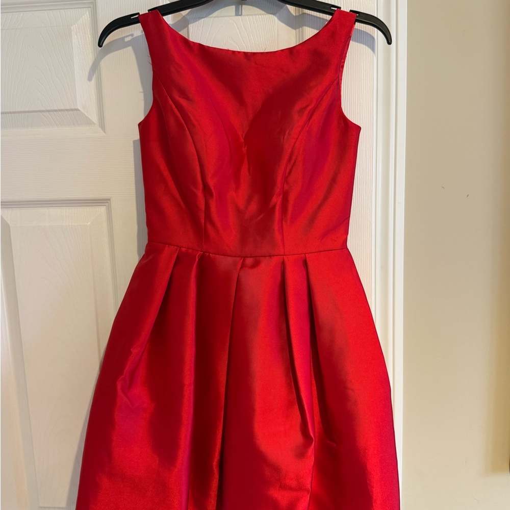 Terani Couture Red Satin Fit-and-Flare Girls Dress